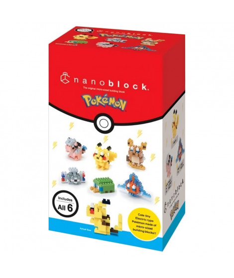 Coffret de 6 figurines en briques - BANDAI - NANOBLOCK - Pack Pokémon type Électrique