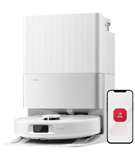 ROBOROCK QREVO 5AE - Aspirateur Robot Laveur avec Station - Puissance 12000 Pa - Serpillieres FlexiArm - Double Anti-emmelement