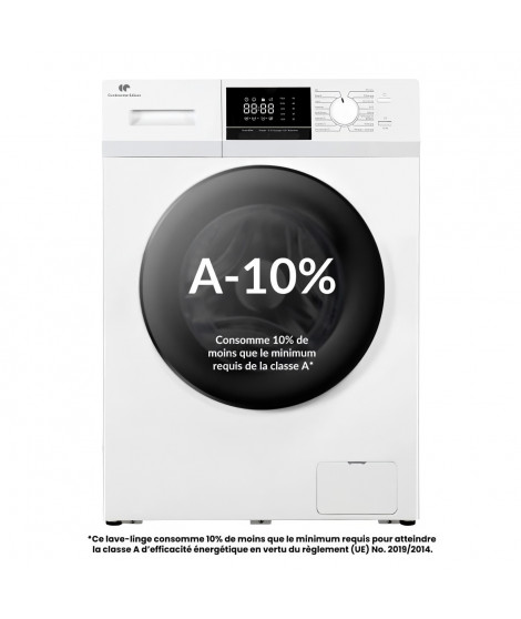 Lave-linge hublot - CONTINENTAL EDISON - CELL8140IW1 - 8kg - Moteur induction - 60 cm - 1400 trs/min - Blanc