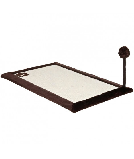 Tapis griffoir avec jouet - TRIXIE - Tapis en sisal / Peluche - 70 x 45 cm - Naturel / Brun
