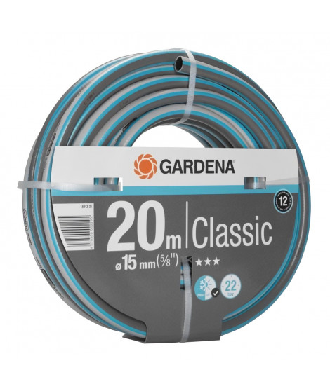 Tuyau d'arrosage Classic GARDENA - Longueur 20m - Ø15mm - Haute résistance pression 22 bar - Garantie 12 ans