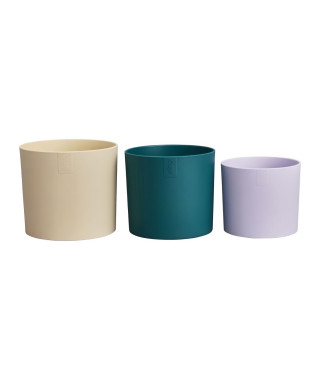 Pot de fleur - Elho - Lex Pott - Set 14 - Blanc Vert Violet - L 14 x B 13.8 x H 12 cm - Intérieur - 100% recyclé