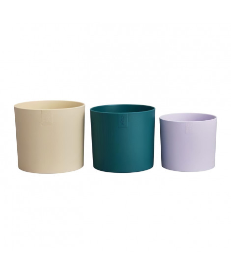 Pot de fleur - Elho - Lex Pott - Set 14 - Blanc Vert Violet - L 14 x B 13.8 x H 12 cm - Intérieur - 100% recyclé