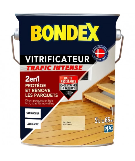 Vitrificateur trafic intense - BONDEX - Incolore satin - 5 L