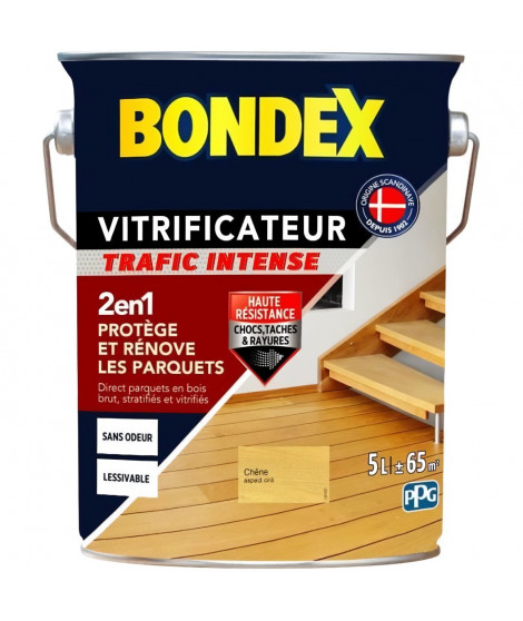 Vitrificateur trafic intense - BONDEX - Chene cire satin - 5 L