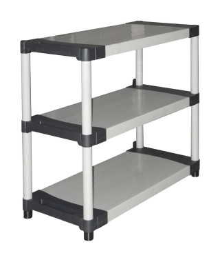 Étagere plastique - TOOD - 3 tablettes - Charge 80 kg par tablette - 80x40x85 cm - Noir/gris