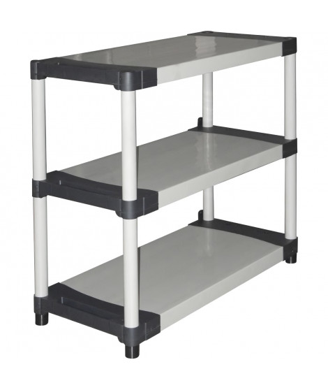 Étagere plastique - TOOD - 3 tablettes - Charge 80 kg par tablette - 80x40x85 cm - Noir/gris