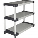 Étagere plastique - TOOD - 3 tablettes - Charge 80 kg par tablette - 80x40x85 cm - Noir/gris