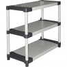 Étagere plastique - TOOD - 3 tablettes - Charge 80 kg par tablette - 80x40x85 cm - Noir/gris