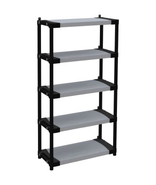 Étagere plastique - TOOD - 5 tablettes - Charge 80 kg - 80x40x171 cm - Noir/gris