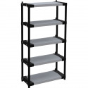 Étagere plastique - TOOD - 5 tablettes - Charge 80 kg - 80x40x171 cm - Noir/gris