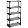 Étagere plastique - TOOD - 5 tablettes - Charge 80 kg - 80x40x171 cm - Noir/gris