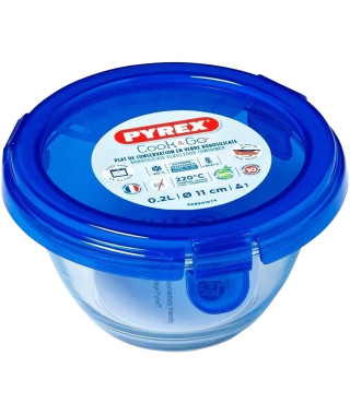 PYREX - COOK&GO - Boîte ronde en vere avec couvercle  11*6 cm
