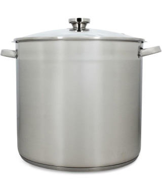 Marmite avec couvercle - MENASTYL - 4615451 - En acier inoxydable - 17 litres - 32 cm - Tous feux dont induction