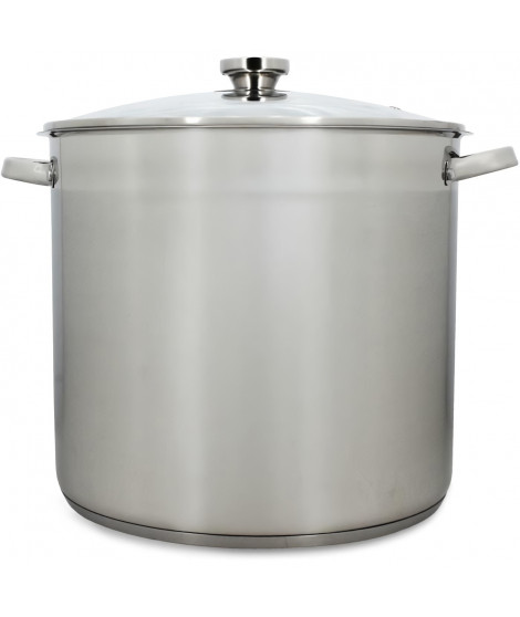 Marmite avec couvercle - MENASTYL - 4615451 - En acier inoxydable - 17 litres - 32 cm - Tous feux dont induction