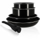 Batterie de cuisine - Induction - MENASTYL - 6020437 - Aluminium antiadhésif - 5 pieces - Poignée amovible - Noir