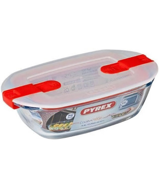 Boîte rectangulaire avec couvercle - PYREX - 1451023 - 17 x 10 cm - 400 ml - Cook & Heat - Base en verre borosilicate