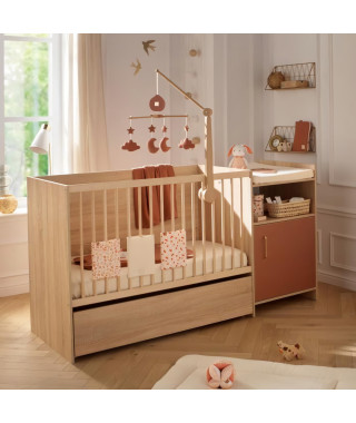 Lit combiné - 120 x 60 cm - Evolutif en 90 x 190 cm - CHARLIE - SAUTHON - Terracotta