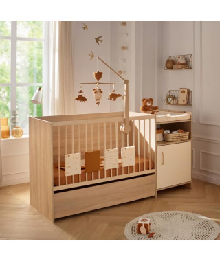 Lit combiné - 120 x 60 cm - Evolutif en 90 x 190 cm - CHARLIE - SAUTHON - Creme