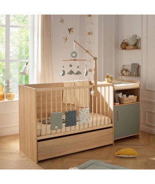 Lit combiné - 120 x 60 cm - Evolutif en 90 x 190 cm - CHARLIE - SAUTHON - Sauge