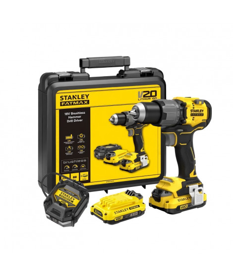 Perceuse visseuse a percussion - STANLEY - SFMCD725D2K-QW - 80 Nm - 18V - 0-500/2000 trs/min