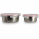 Lot de 2 boîtes hermétiques avec couvercle - MENASTYL - 5040178 - En acier inoxydable - Ronde - 15 et 20 cm - Compatibles mic…