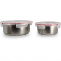 Lot de 2 boîtes hermétiques avec couvercle - MENASTYL - 5040178 - En acier inoxydable - Ronde - 15 et 20 cm - Compatibles mic…
