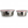 Lot de 2 boîtes hermétiques avec couvercle - MENASTYL - 5040178 - En acier inoxydable - Ronde - 15 et 20 cm - Compatibles mic…