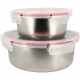 Lot de 2 boîtes hermétiques avec couvercle - MENASTYL - 5040178 - En acier inoxydable - Ronde - 15 et 20 cm - Compatibles mic…