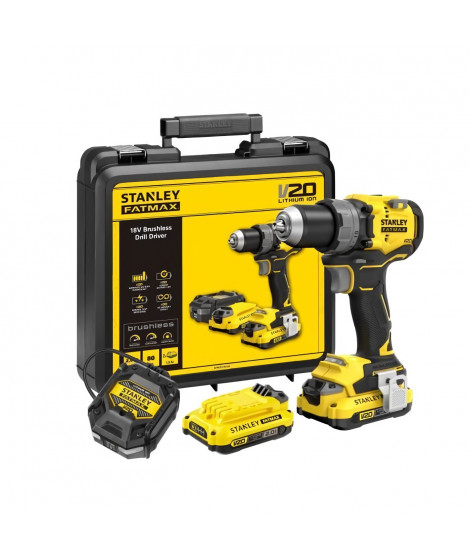 Perceuse visseuse - STANLEY FATMAX - SFMCD725D2K-QW - 80 Nm - 18V - 15 réglages de couple