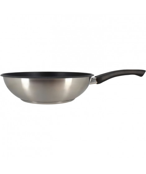 Wok - MENASTYL - 6020252 - En acier inoxydable - 28 cm - Tous feux dont induction