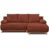 Canapé d'angle droit convertible - 3 places - MIKA - Tissu velours côtelé rouille - Coffre de rangement - 192 x 84 x 93 cm