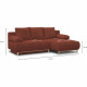 Canapé d'angle droit convertible - 3 places - MIKA - Tissu velours côtelé rouille - Coffre de rangement - 192 x 84 x 93 cm