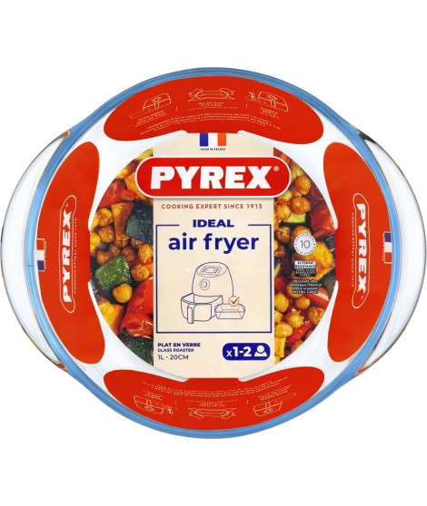 Plat air fryer - PYREX - 1450140 - Rond - En verre borosilicate - 20 cm