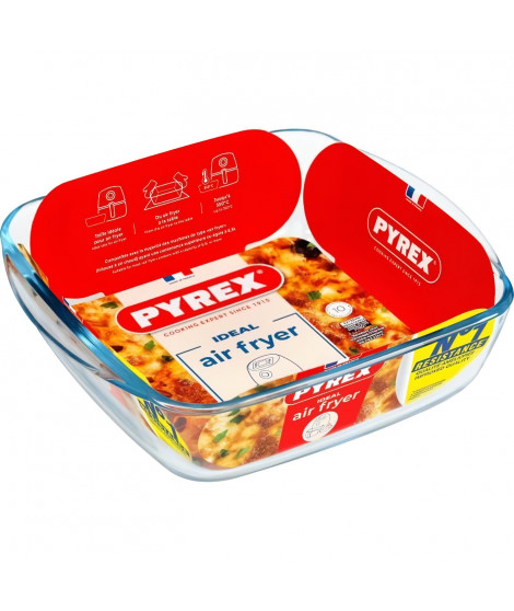 Plat air fryer - PYREX - 1450142 - Carré - En verre borosilicate - 25 x 22 cm