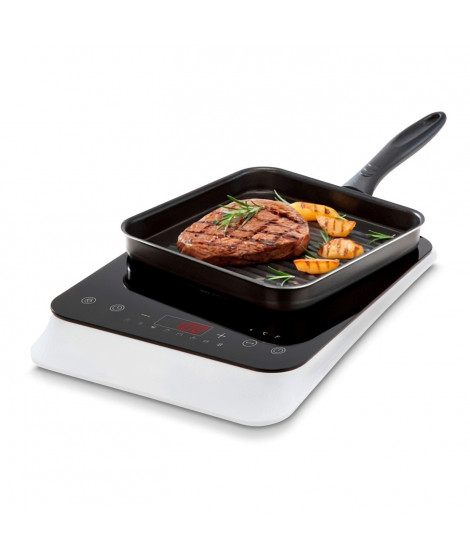 Plaque Induction Posable - MEDION MD18490 - 1 Foyer - 2000W - 60/240°C - 8 Programmes - L 29 x P 36 x H 6 cm - Blanc/Noir