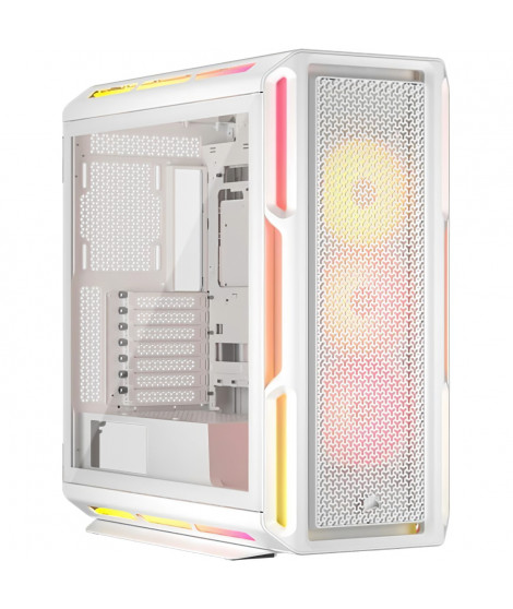 Boîtier PC ATX - CORSAIR - 5000T LX RGB - 3 Ventilateurs LX120 RGB - Éclairage Aurora RGB - Blanc