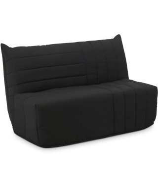 Banquette BZ - 2 places - Tissu Anthracite - 143 x 106 x 92 cm - Matelas BULTEX - BECCI