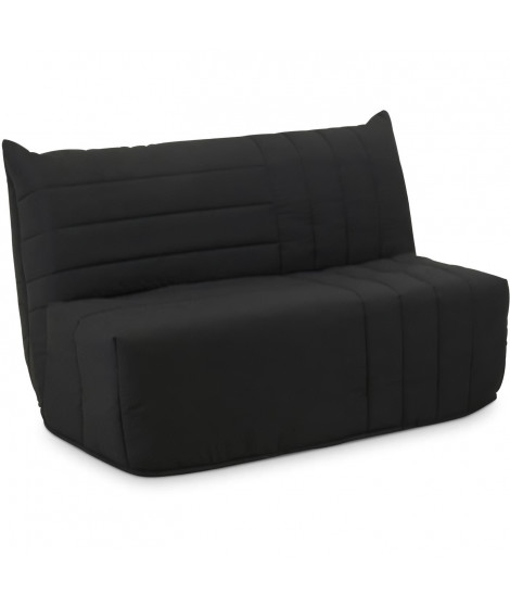 Banquette BZ - 2 places - Tissu Anthracite - 143 x 106 x 92 cm - Matelas BULTEX - BECCI