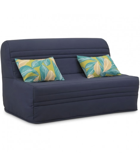 Banquette BZ - 2 places - Bleu Marine - Coussins Jungle - couchage 140 x 190 x 9 cm - Joe