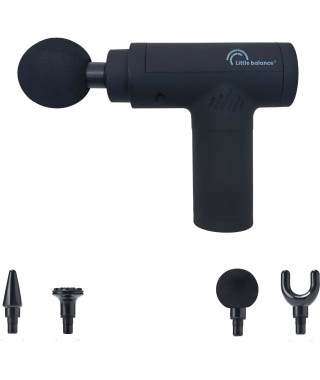 Pistolet massant - LITTLE BALANCE - Sport Relax - 6 vitesses - 4 tetes - Noir