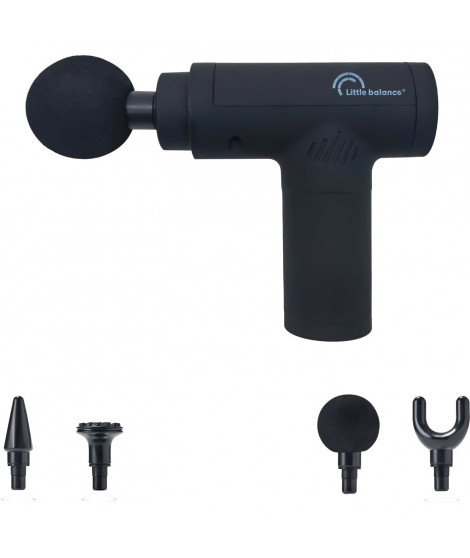 Pistolet massant - LITTLE BALANCE - Sport Relax - 6 vitesses - 4 tetes - Noir