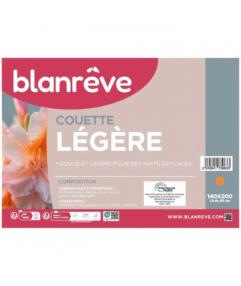 Couette - 140 x 200 cm - BLANREVE - Légere - 83g/m² - Motifs imprimés
