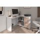 Bureau d'angle 3 tiroirs - ESSENTIEL - Décor Blanc / Chene - 121,2 x 74,5 x 111 cm - PARISOT