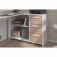 Bureau d'angle 3 tiroirs - ESSENTIEL - Décor Blanc / Chene - 121,2 x 74,5 x 111 cm - PARISOT