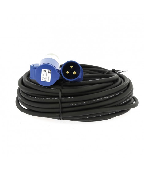 Rallonge secteur - EZA - 25m - Section de câble 1,5 mm² - 220 V - 16 A - CEE17 - Avec sac de transport