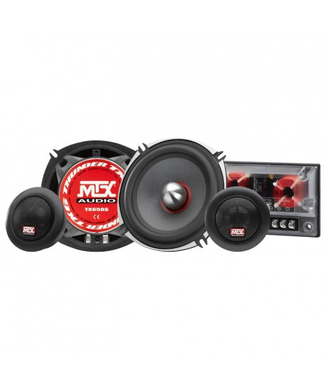 MTX TX650S Haut-parleurs voiture Kit 13cm 2 voies 80W RMS 4O Châssis alu Tweeters néodyme dôme soie Membrane pulpe célulose