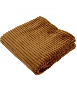 Couverture boudoir - DOMIVA - Caramel - 75 x 100 cm - Velours côtelé, douce et chaude