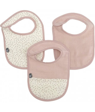 Lot x3 bavoirs - DOMIVA - 0-6 mois - Gaze de coton - Vieux rose
