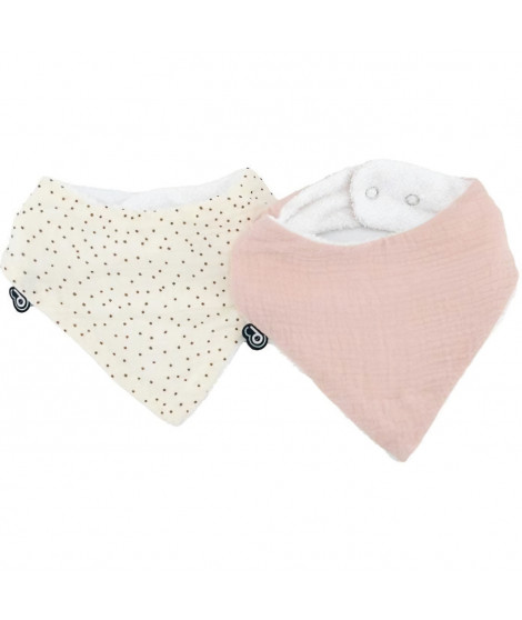 Lot x2 bavoirs bandana - DOMIVA - TU - Mousseline - Vieux rose pois